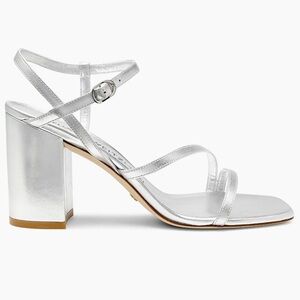 Stuart Weitzman Women’s Oasis 85mm Metallic Silver Heel Sandals Size 8